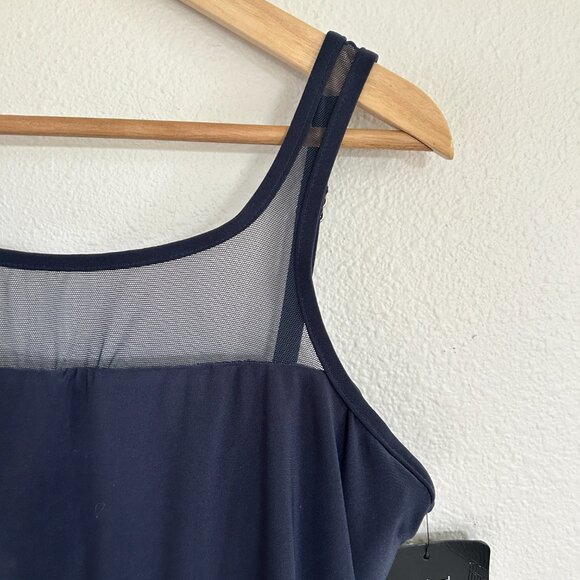 NWT Miraclesuit Tankini Top 14 Blue Mirage Underwire Asymmetric Mesh Swim - Picture 2 of 10